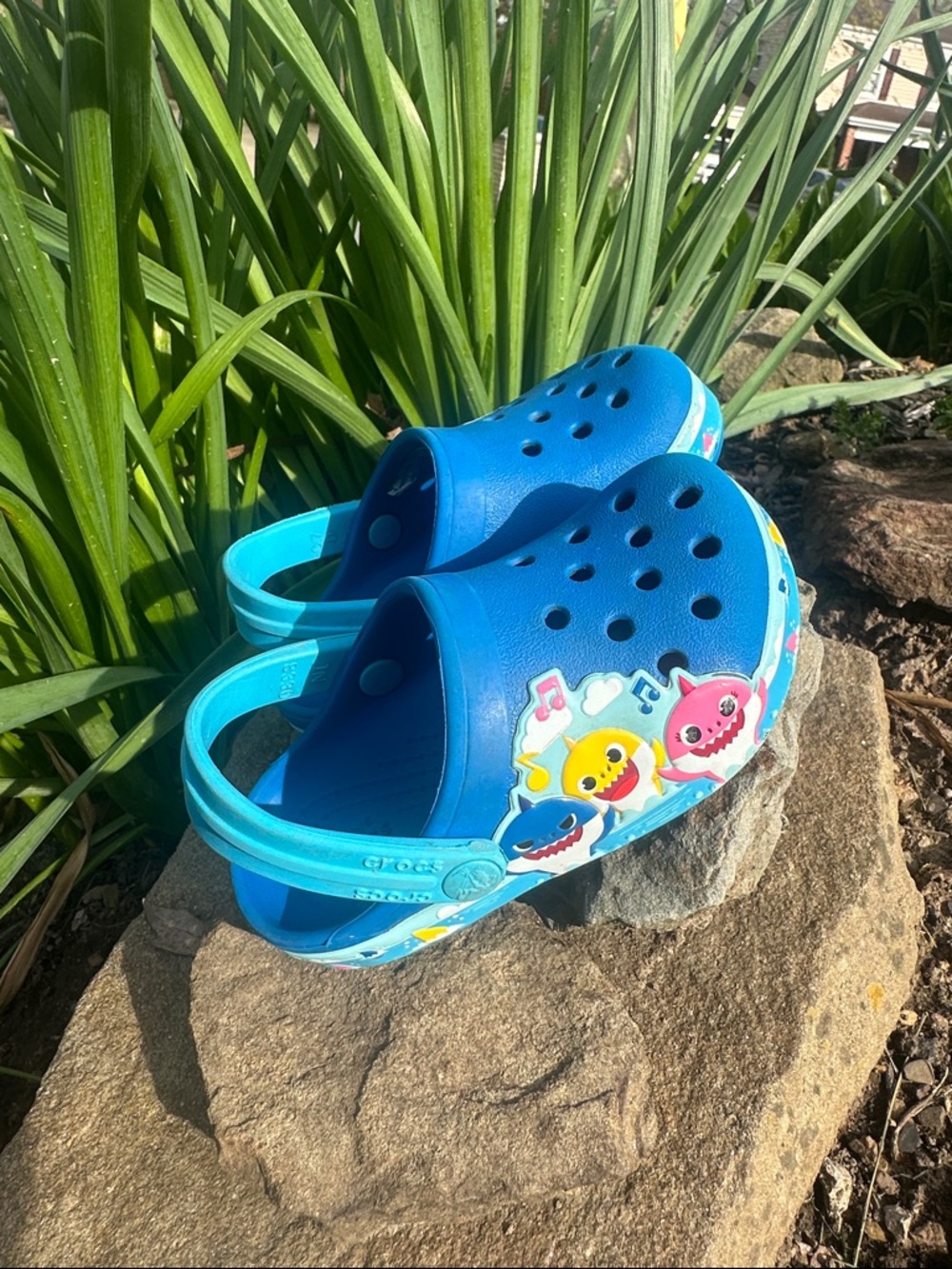 CROCS Kids Blue & Light Blue Shark Clog Sandals